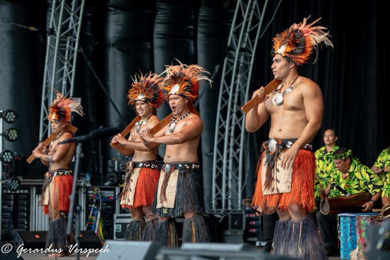 Cook Islands dance warriors on stage